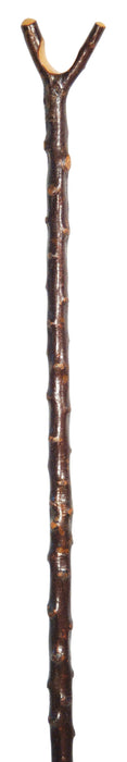 V-Shaped Handle Chestnut Thumbstick With Bark
